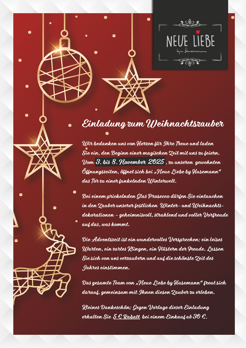 3. bis 8. November | Einladung zum Weihnachtszauber